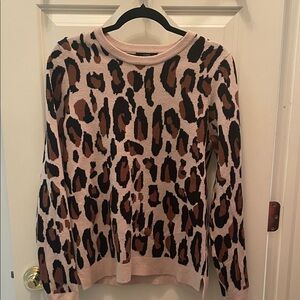 Tahari Pink and Brown Animal Print Sweater